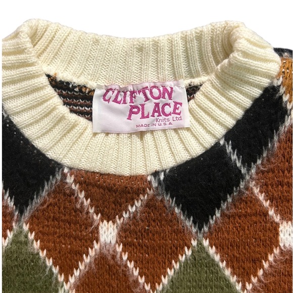 Clifton Place Knits Ltd. Other - Vintage Clifton Place Knits Argyle Sweater Made in USA Crewneck Multicolor